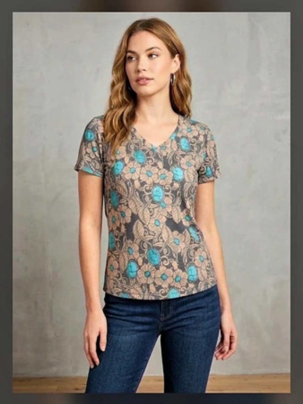 Sterling Kreek Stylish Turquoise Multi Colored Shirt